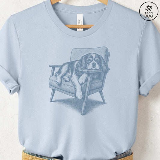 Cavalier King Charles Spaniel Occupied T-Shirt Light Blue Taco-Dog