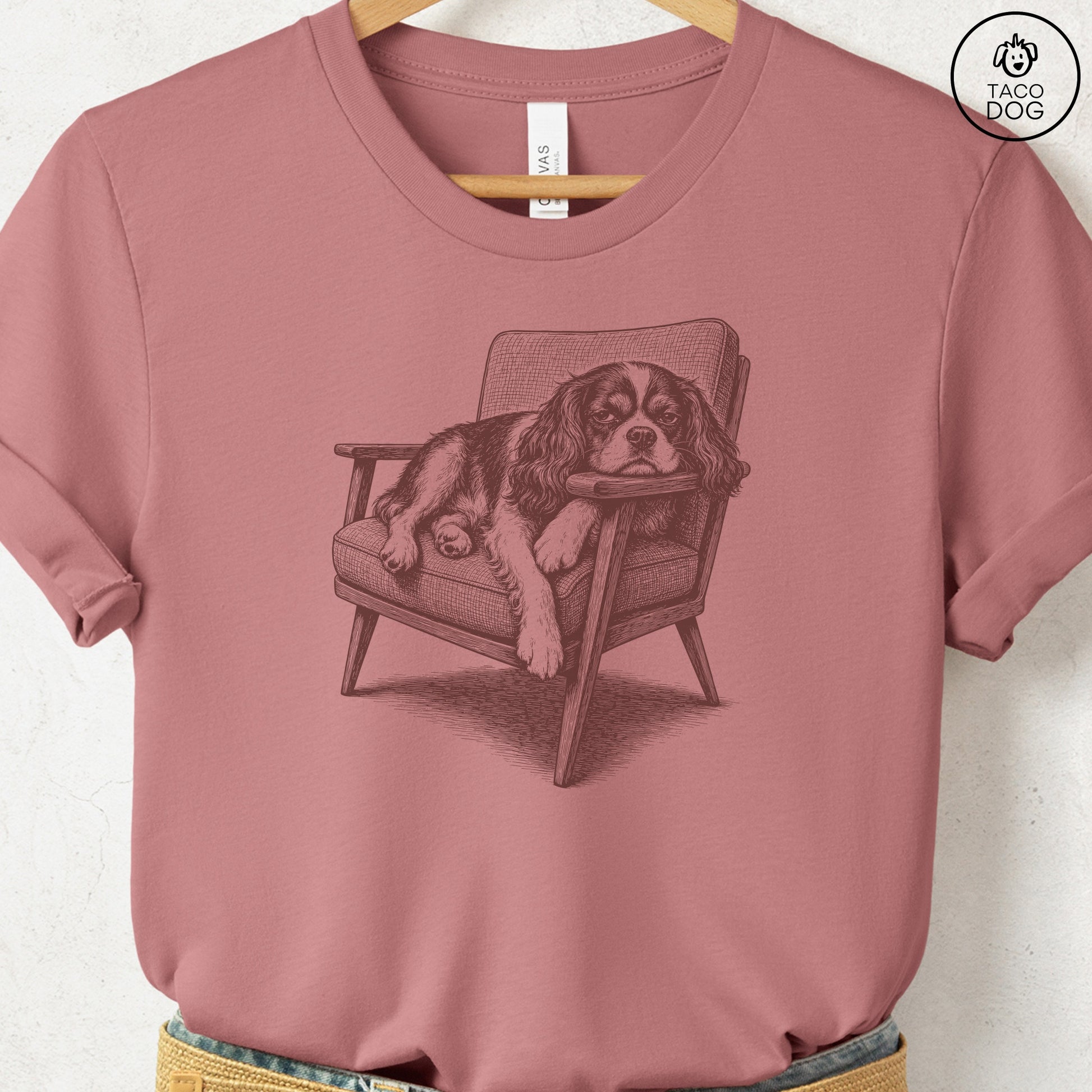 Cavalier King Charles Spaniel Occupied T-Shirt Heather Mauve Taco-Dog