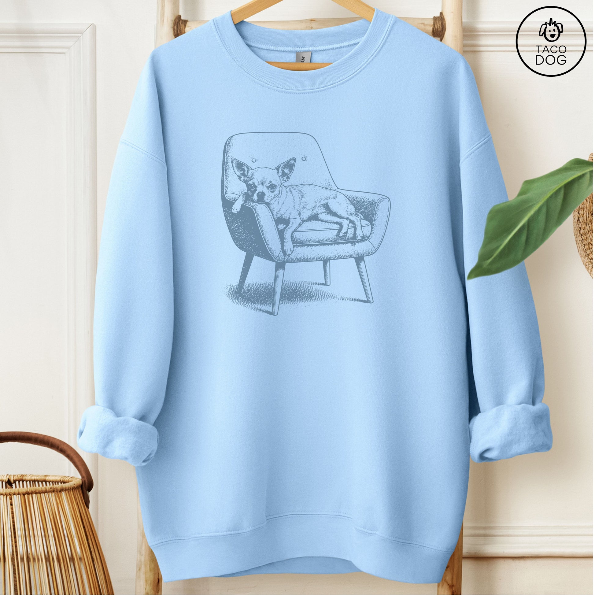 Chihuahua Occupied Sweatshirt Light Blue M Taco-Dog