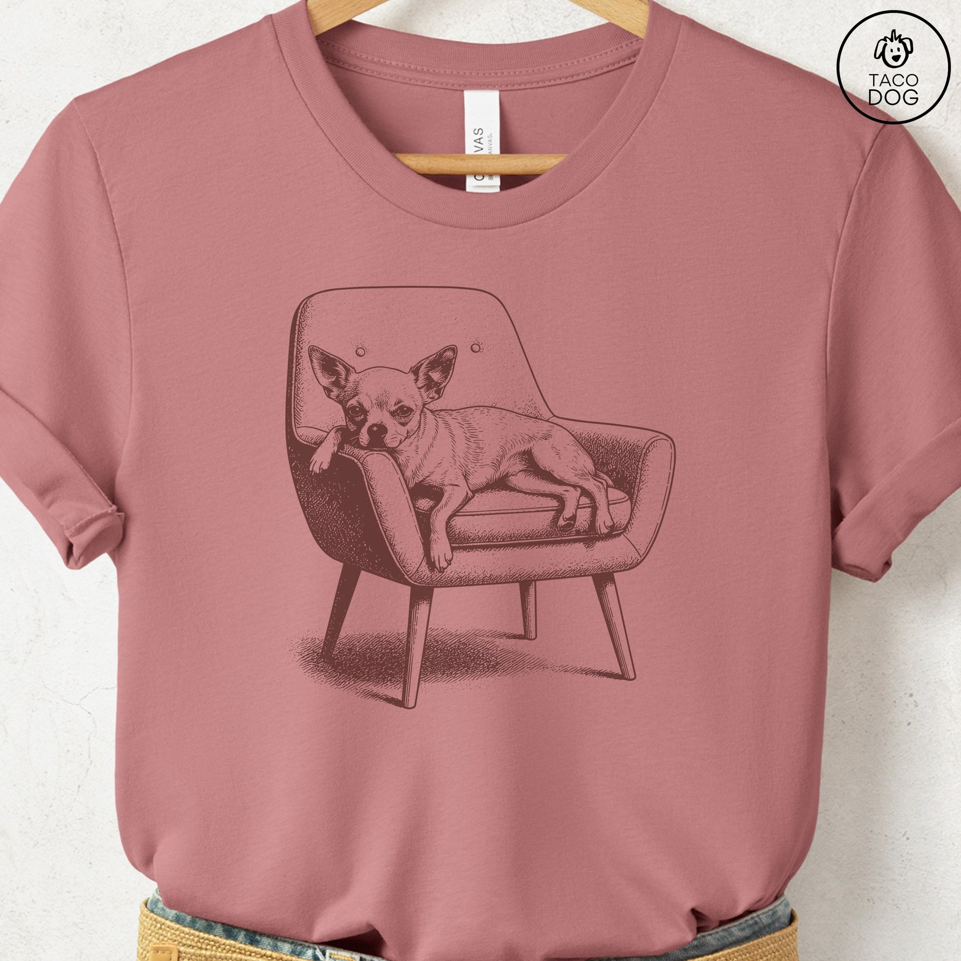 Chihuahua Occupied T-Shirt Heather Mauve S Taco-Dog