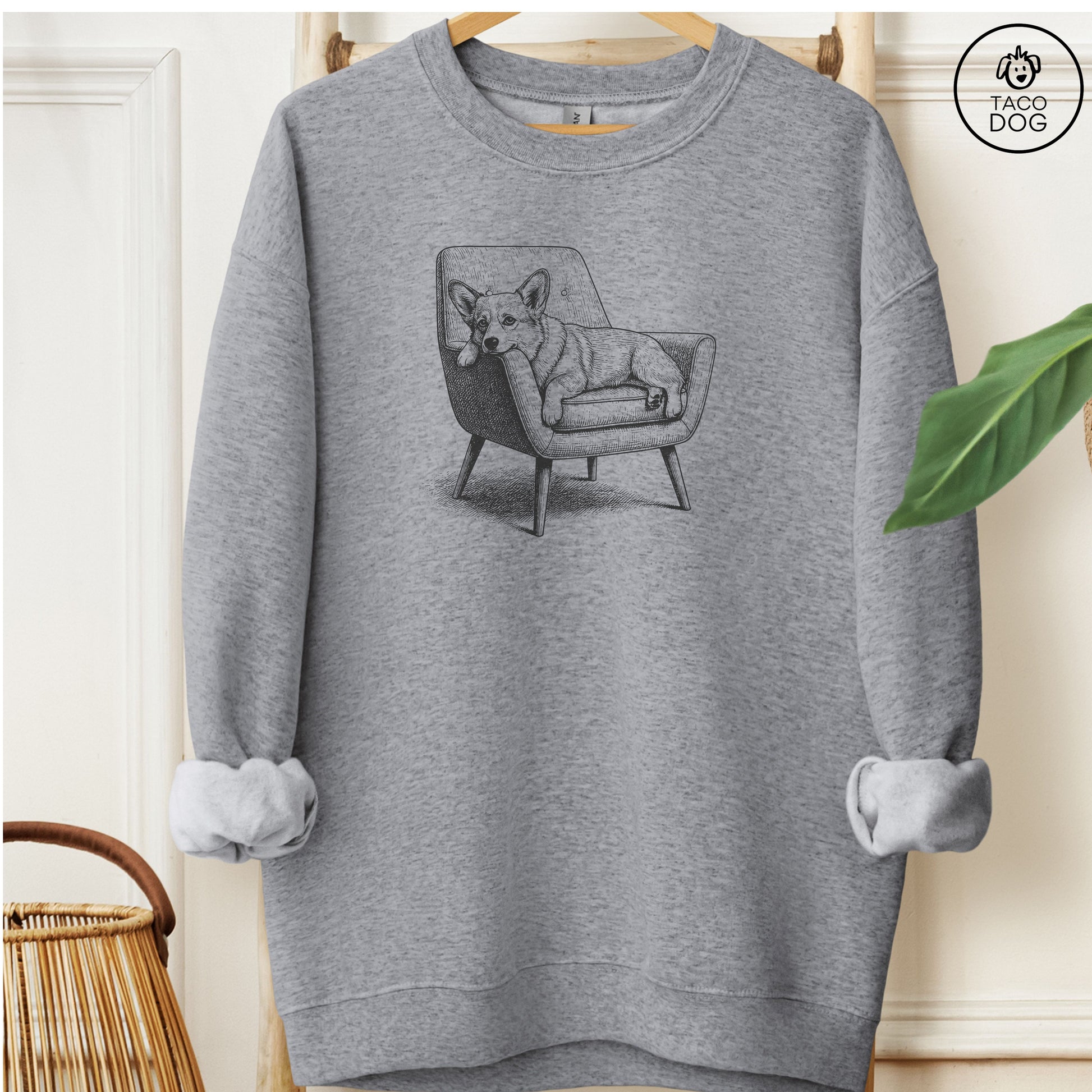 Corgi Occupied Sweatshirt Graphite Heather M Taco-Dog