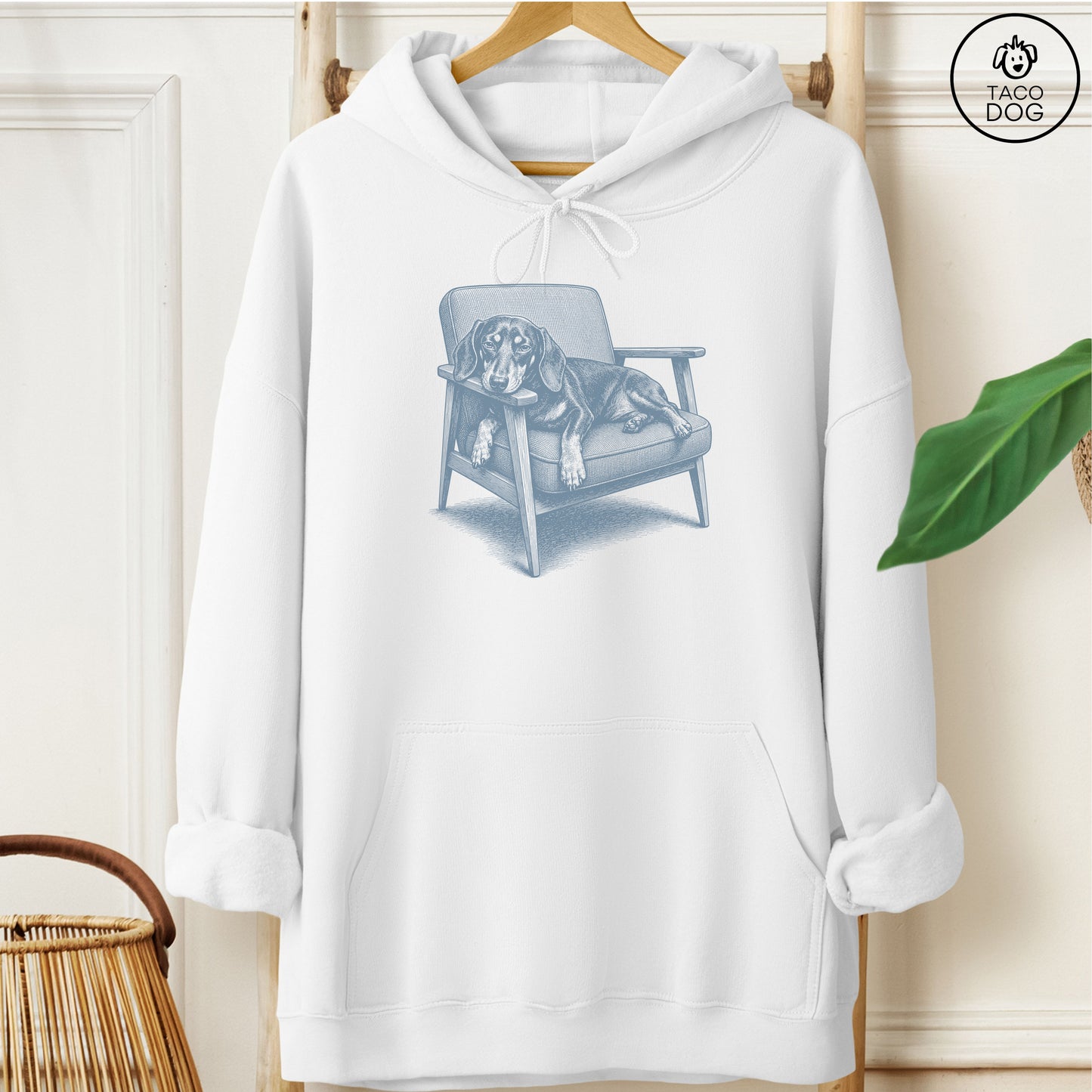 Dachshund Occupied Hoodie White Taco-Dog