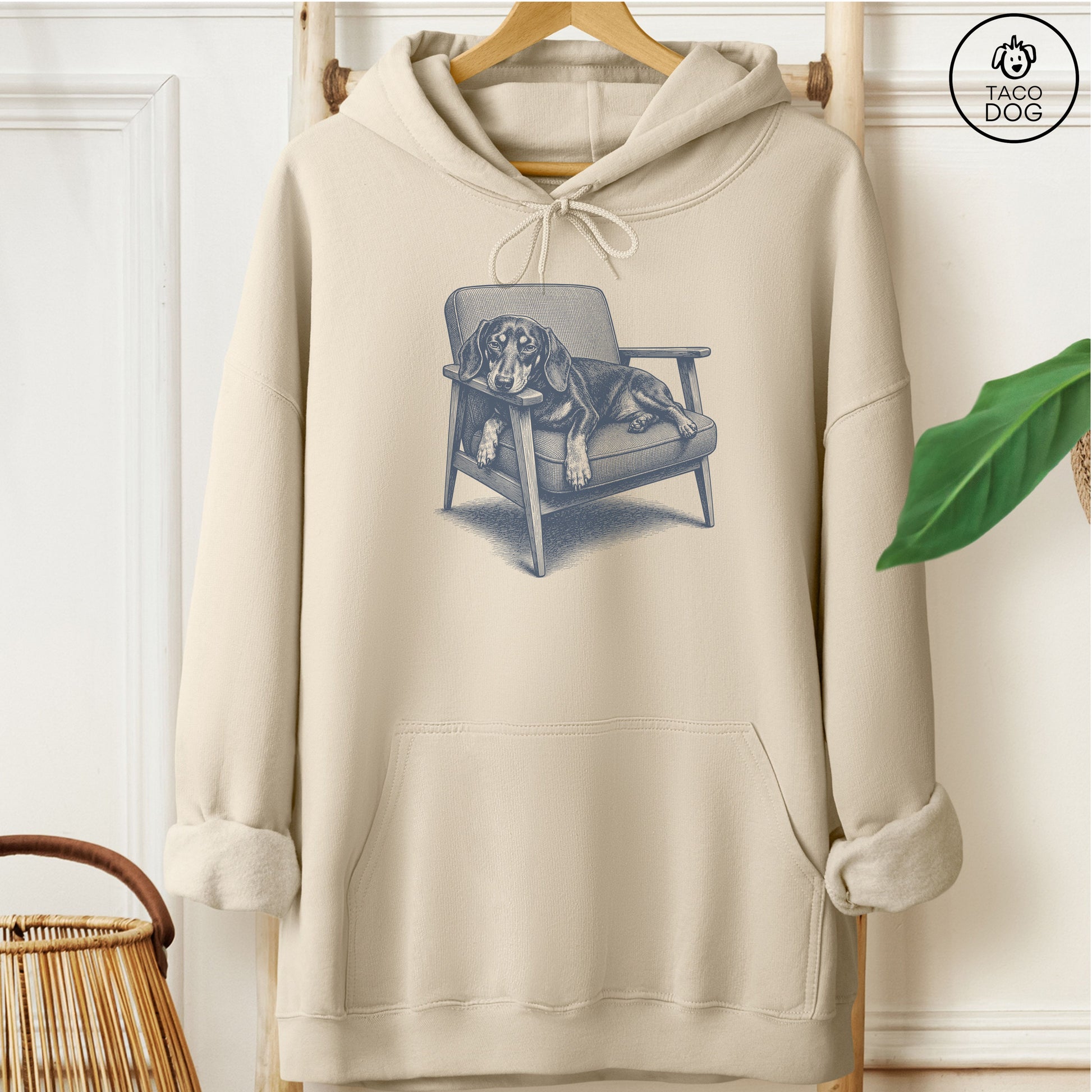 Dachshund Occupied Hoodie Sand Taco-Dog