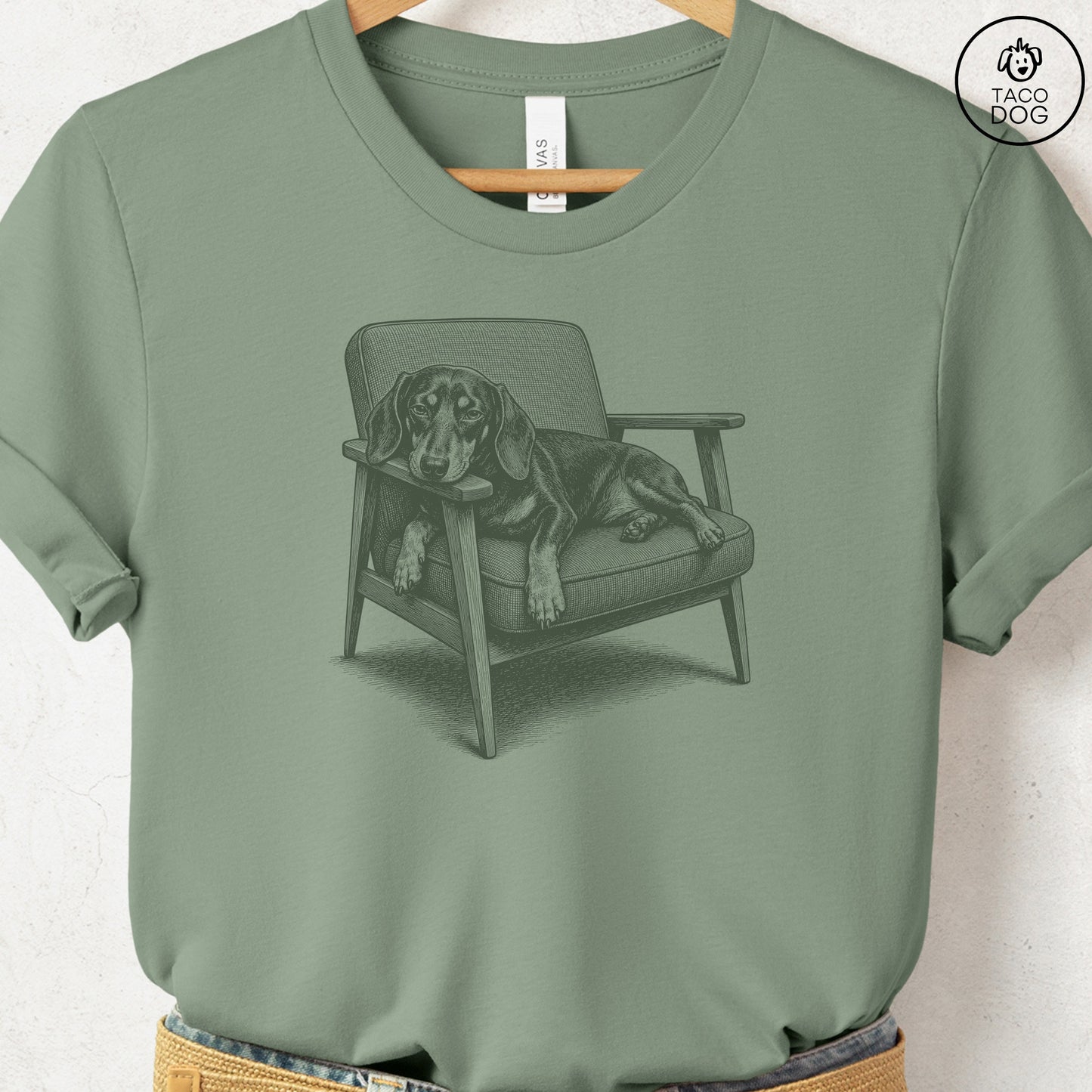 Dachshund Occupied T-Shirt Sage Taco-Dog