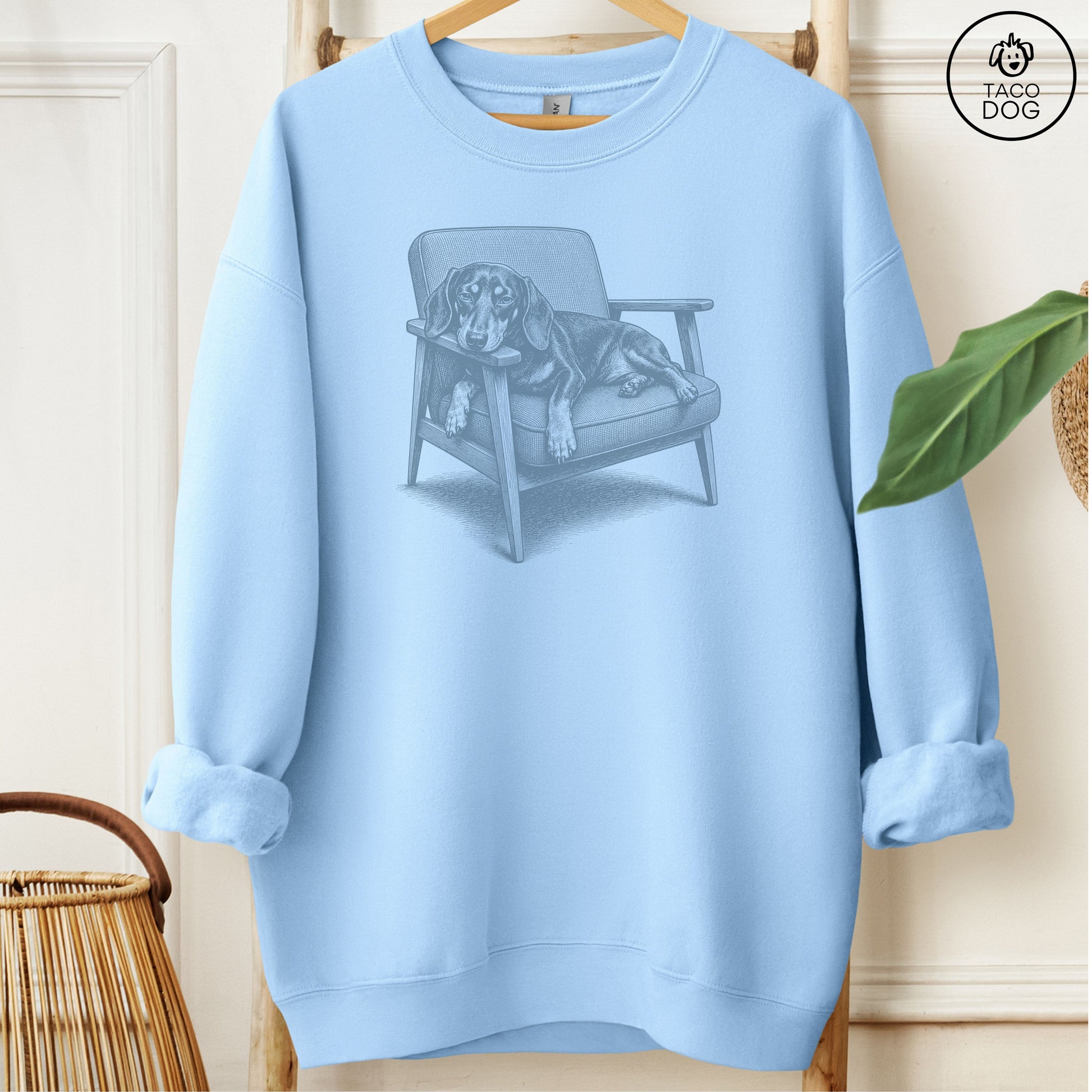 Dachshund Occupied Sweatshirt Light Blue Taco-Dog