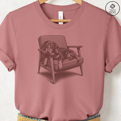 Dachshund Occupied T-Shirt Heather Mauve Taco-Dog