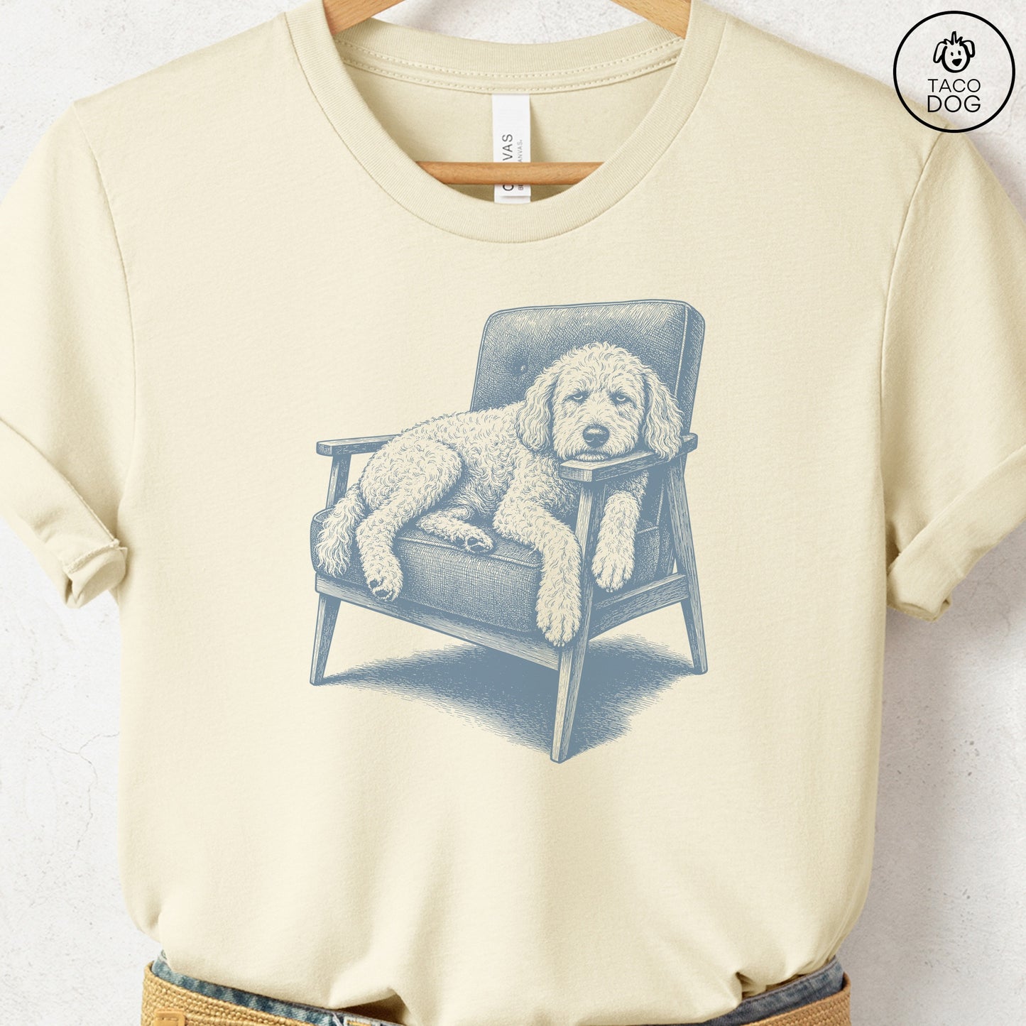 Doodle Occupied T-Shirt Natural Taco-Dog