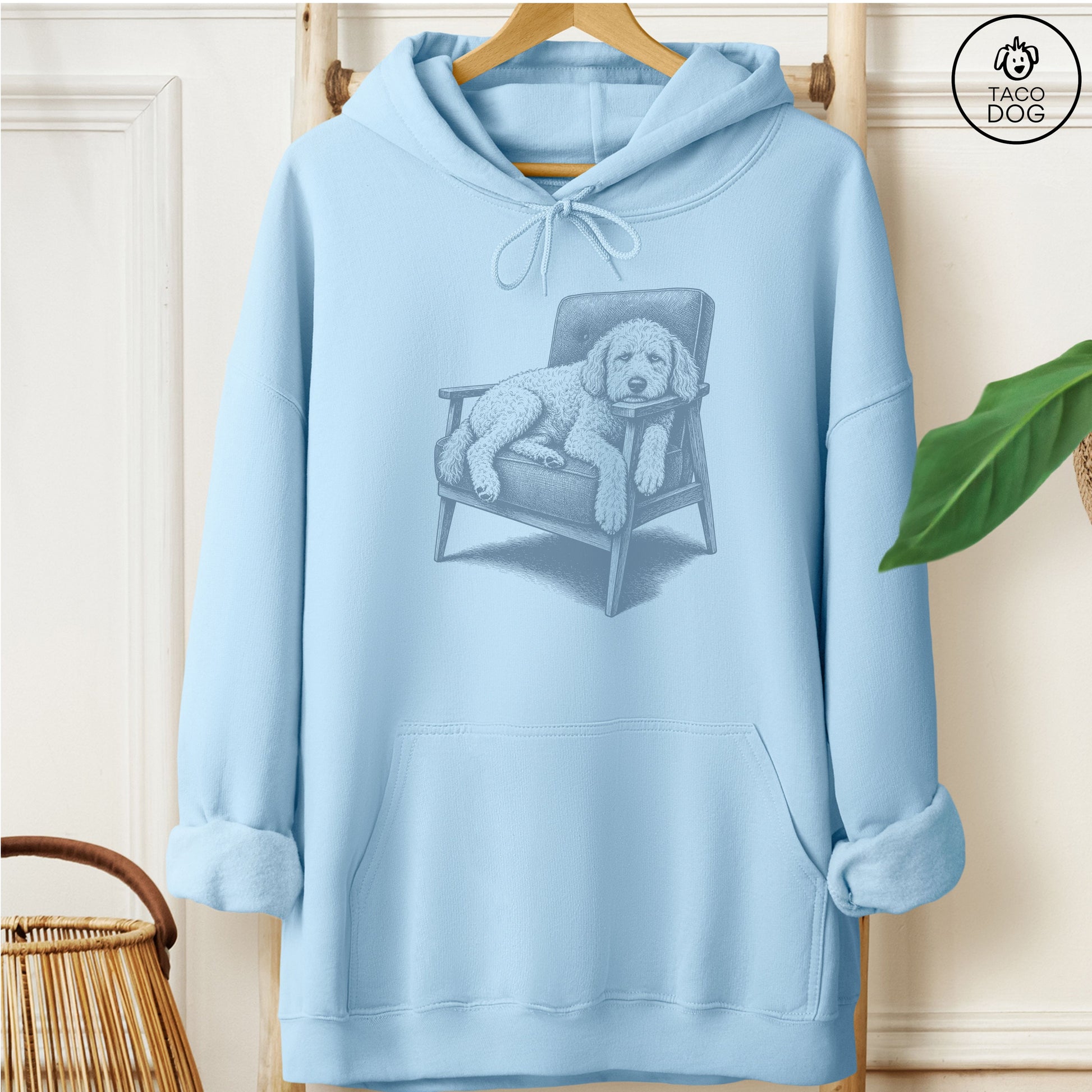 Doodle Occupied Hoodie Light Blue Taco-Dog