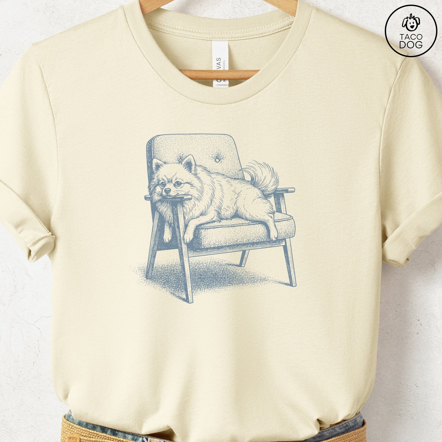 Pomeranian Occupied T-Shirt Natural S Taco-Dog