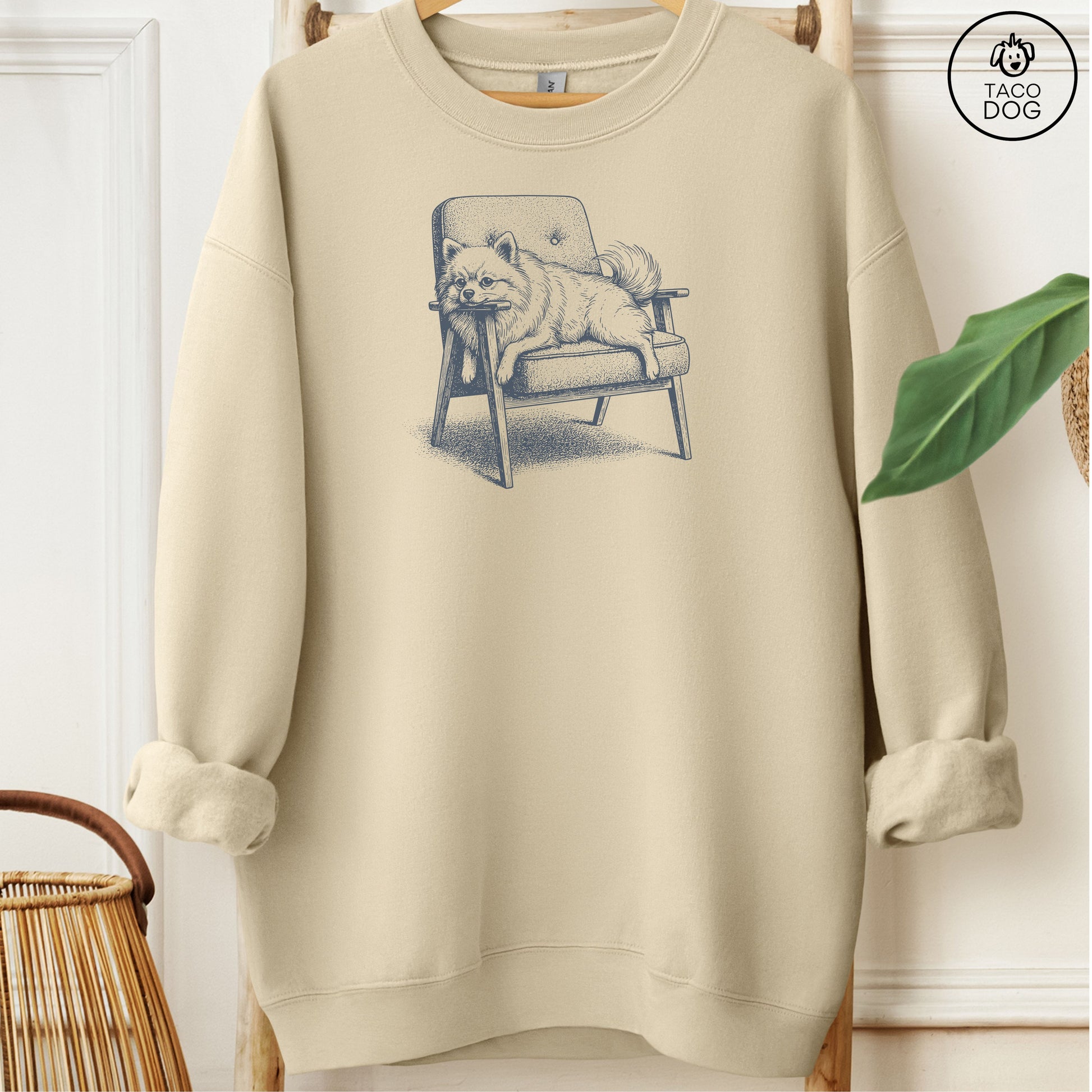 Pomeranian Occupied Sweatshirt Sand M Taco-Dog