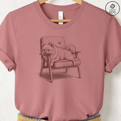 Pomeranian Occupied T-Shirt Heather Mauve S Taco-Dog