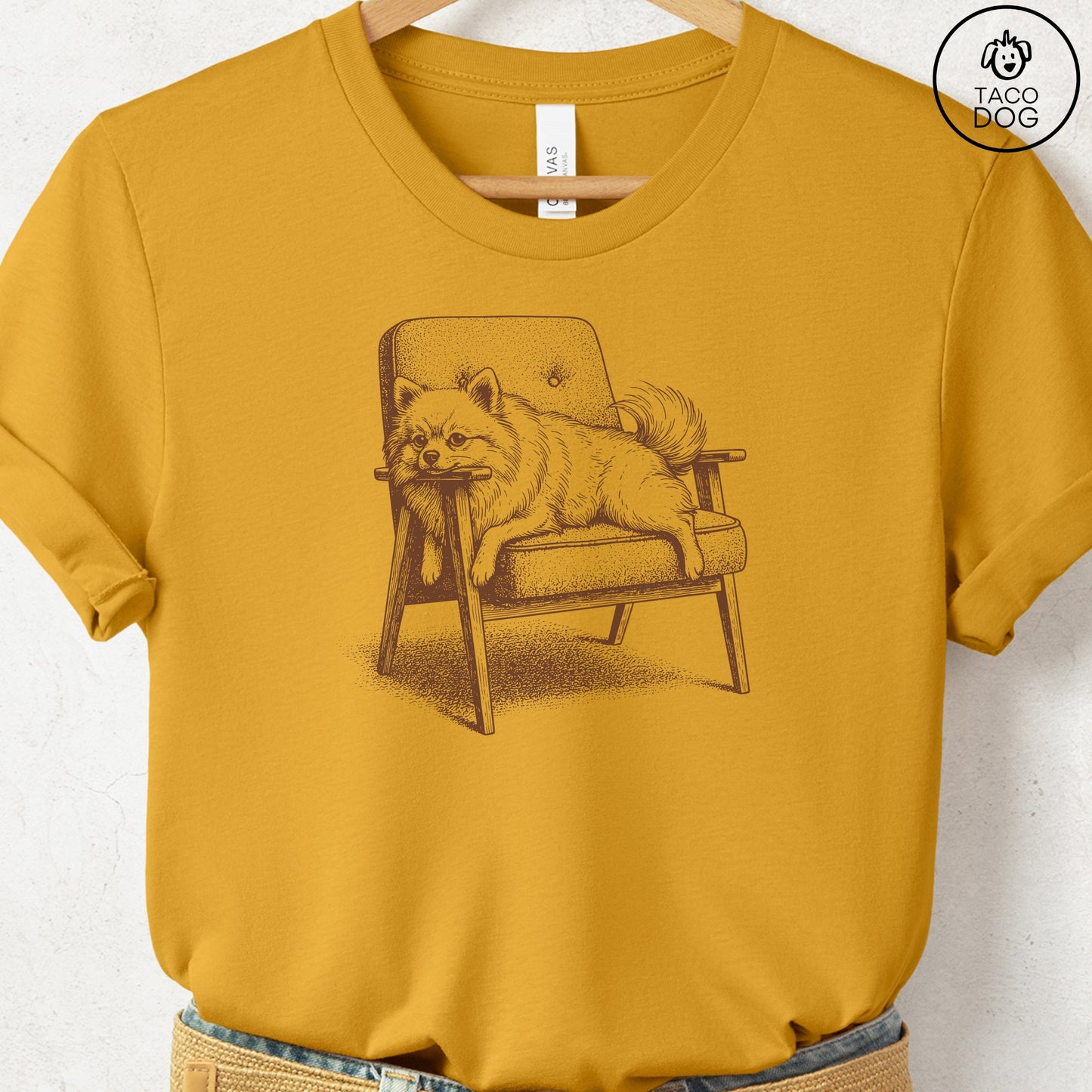 Pomeranian Occupied T-Shirt Mustard S Taco-Dog