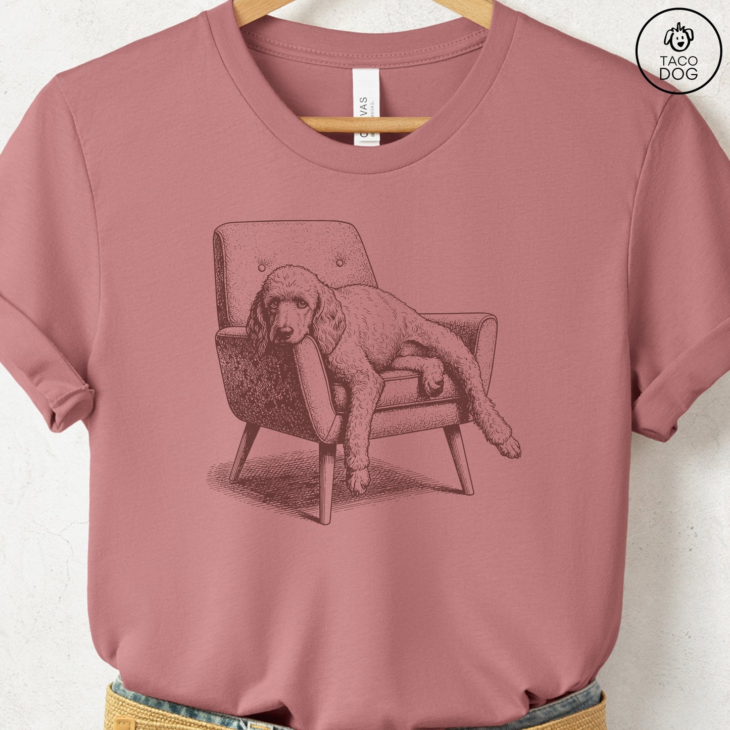 Poodle Occupied T-Shirt Heather Mauve S Taco-Dog