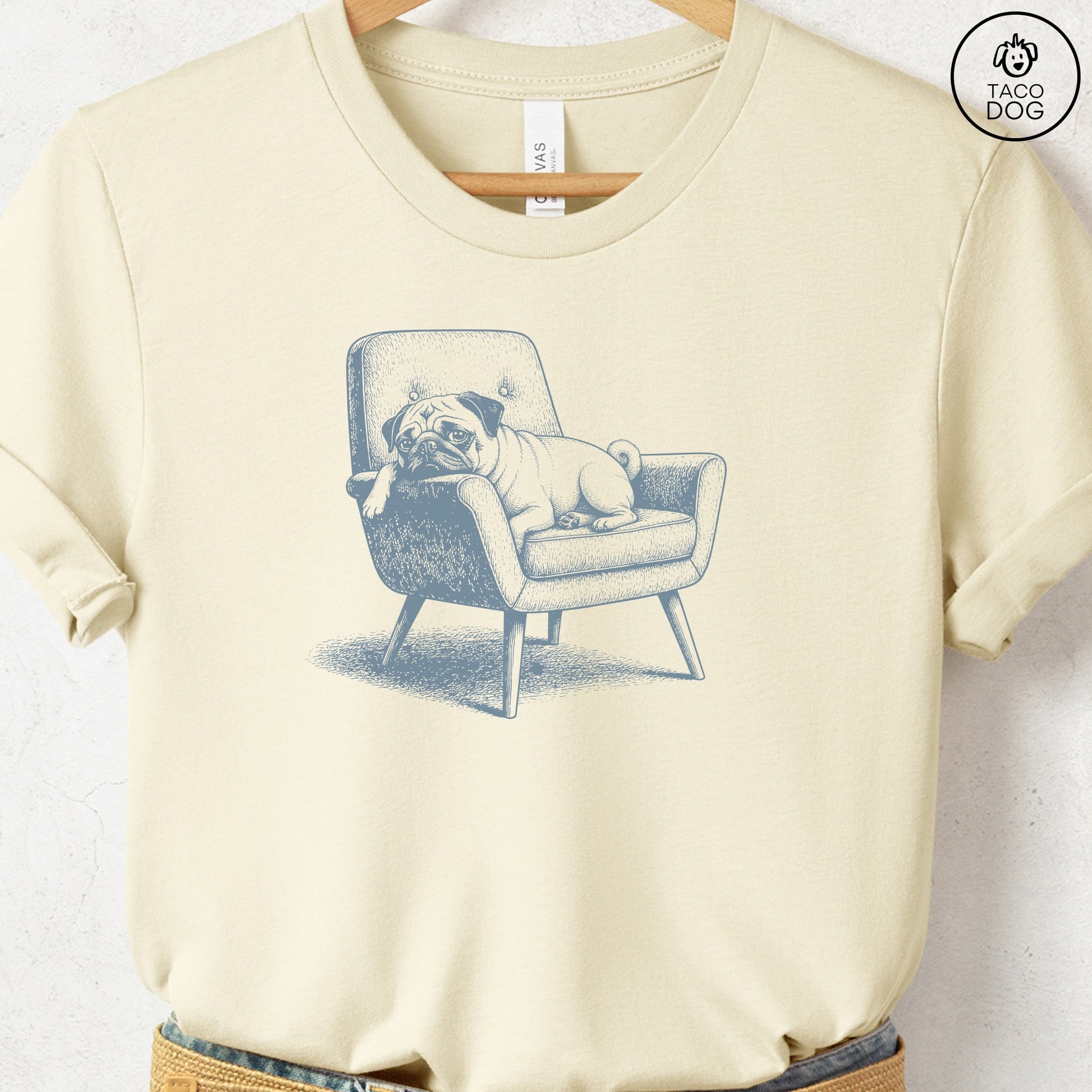 Pug Occupied T-Shirt Natural S Taco-Dog
