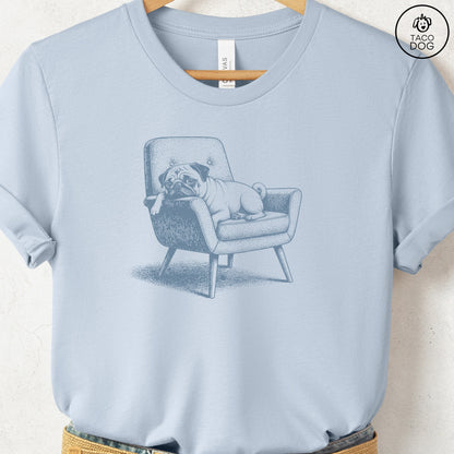 Pug Occupied T-Shirt Light Blue S Taco-Dog