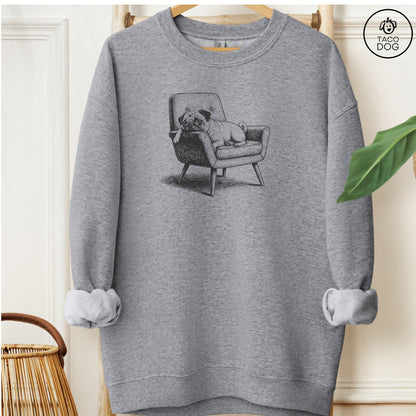 Pug Occupied Sweatshirt Graphite Heather M Taco-Dog