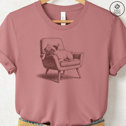 Pug Occupied T-Shirt Heather Mauve S Taco-Dog