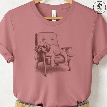 Shih Tzu Occupied T-Shirt Heather Mauve S Taco-Dog