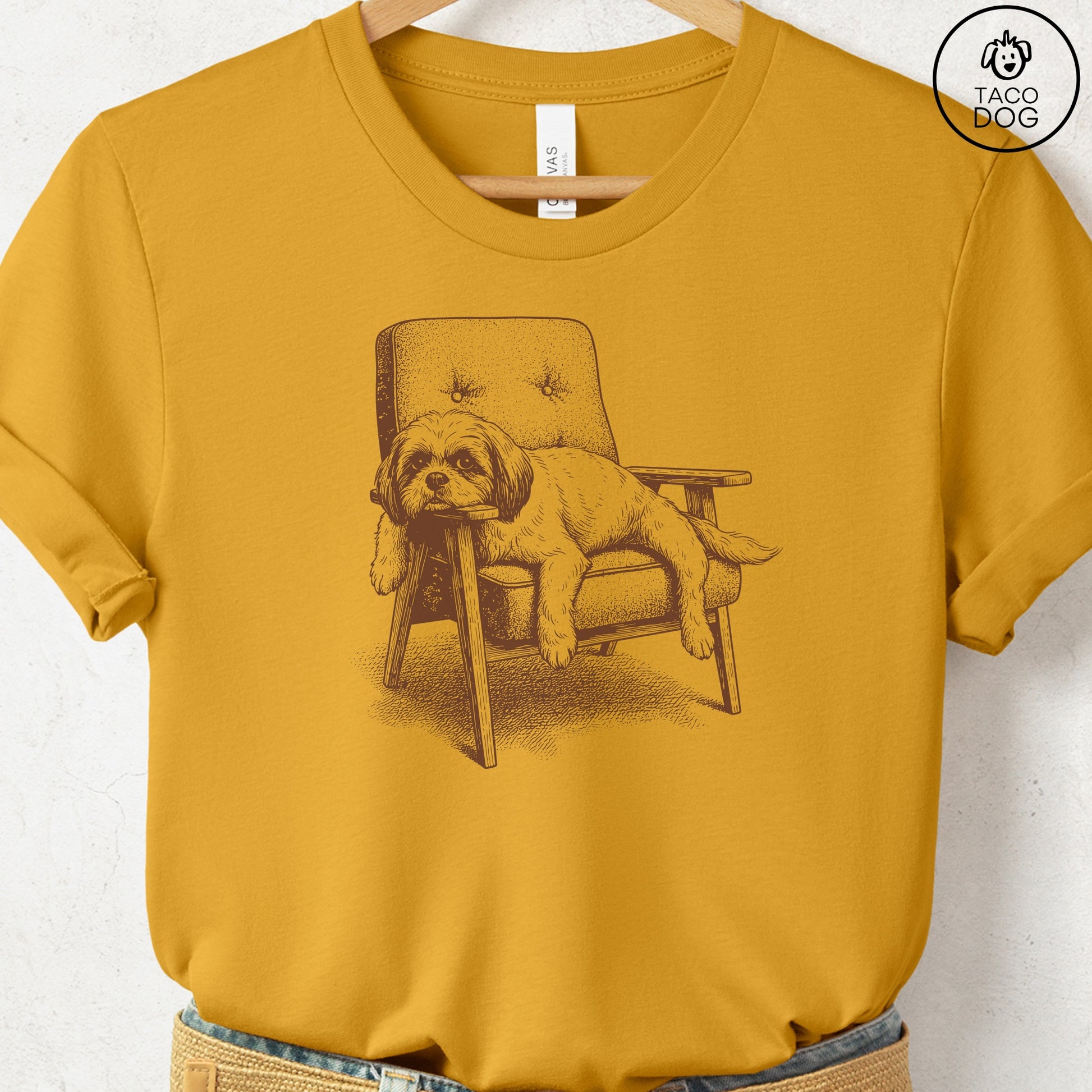Shih Tzu Occupied T-Shirt Mustard S Taco-Dog