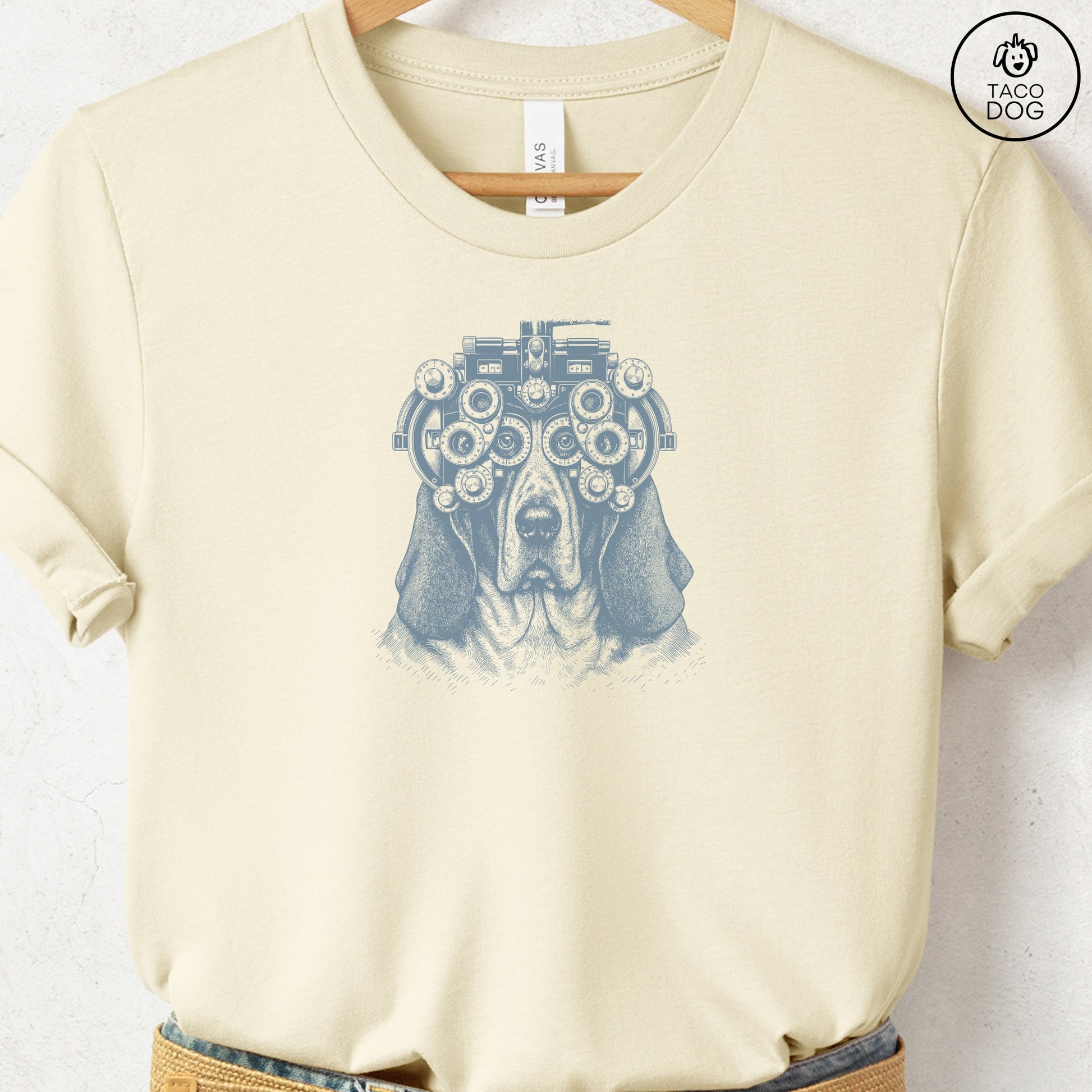 Basset Hound Optometrist T-Shirt Natural Taco-Dog