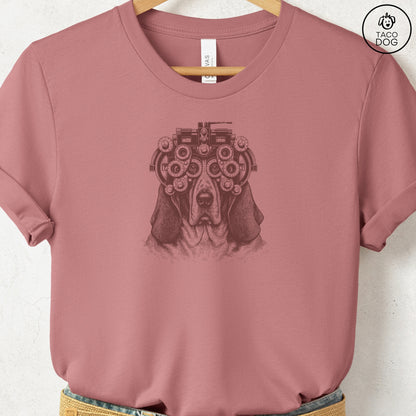 Basset Hound Optometrist T-Shirt Heather Mauve Taco-Dog