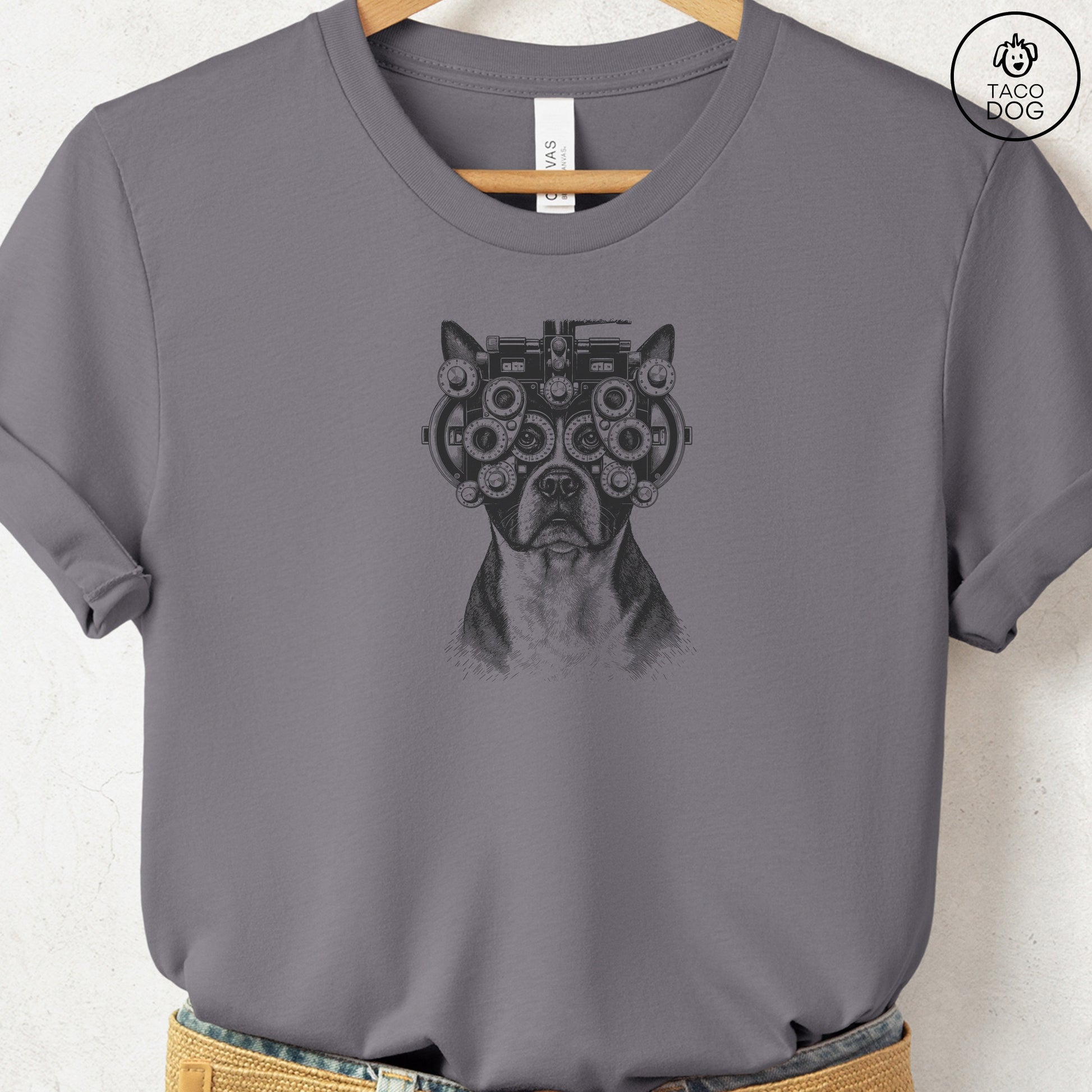 Boston Terrier Optometrist T-Shirt Storm Taco-Dog