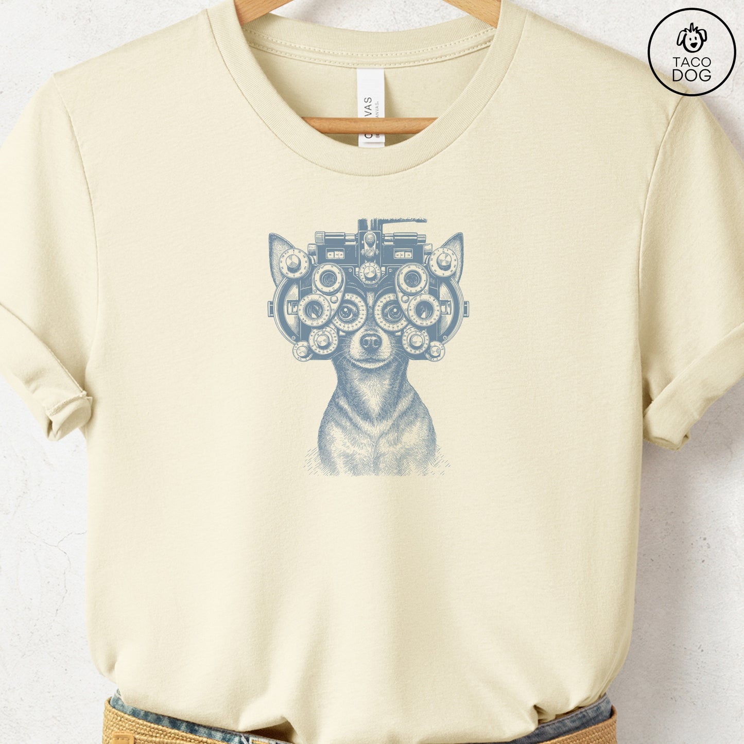 Chihuahua Optometrist T-Shirt Natural Taco-Dog