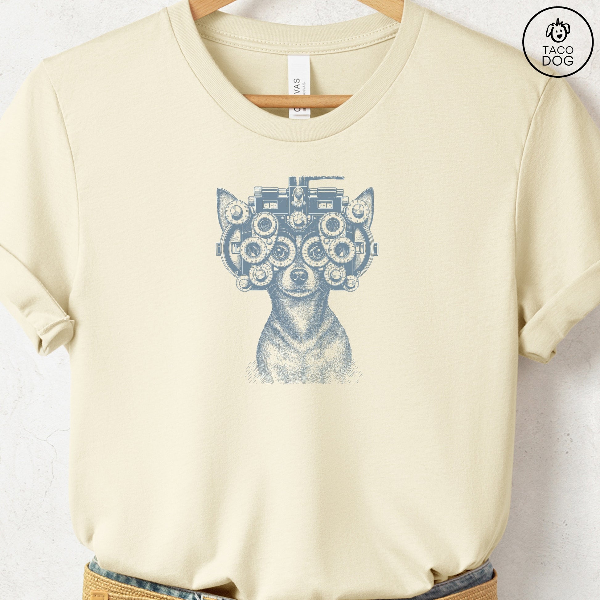 Chihuahua Optometrist T-Shirt Natural Taco-Dog