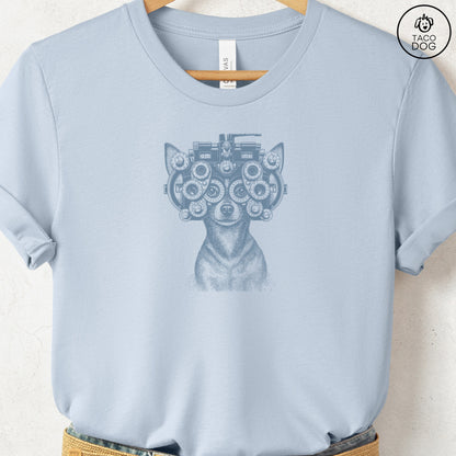 Chihuahua Optometrist T-Shirt Light Blue Taco-Dog