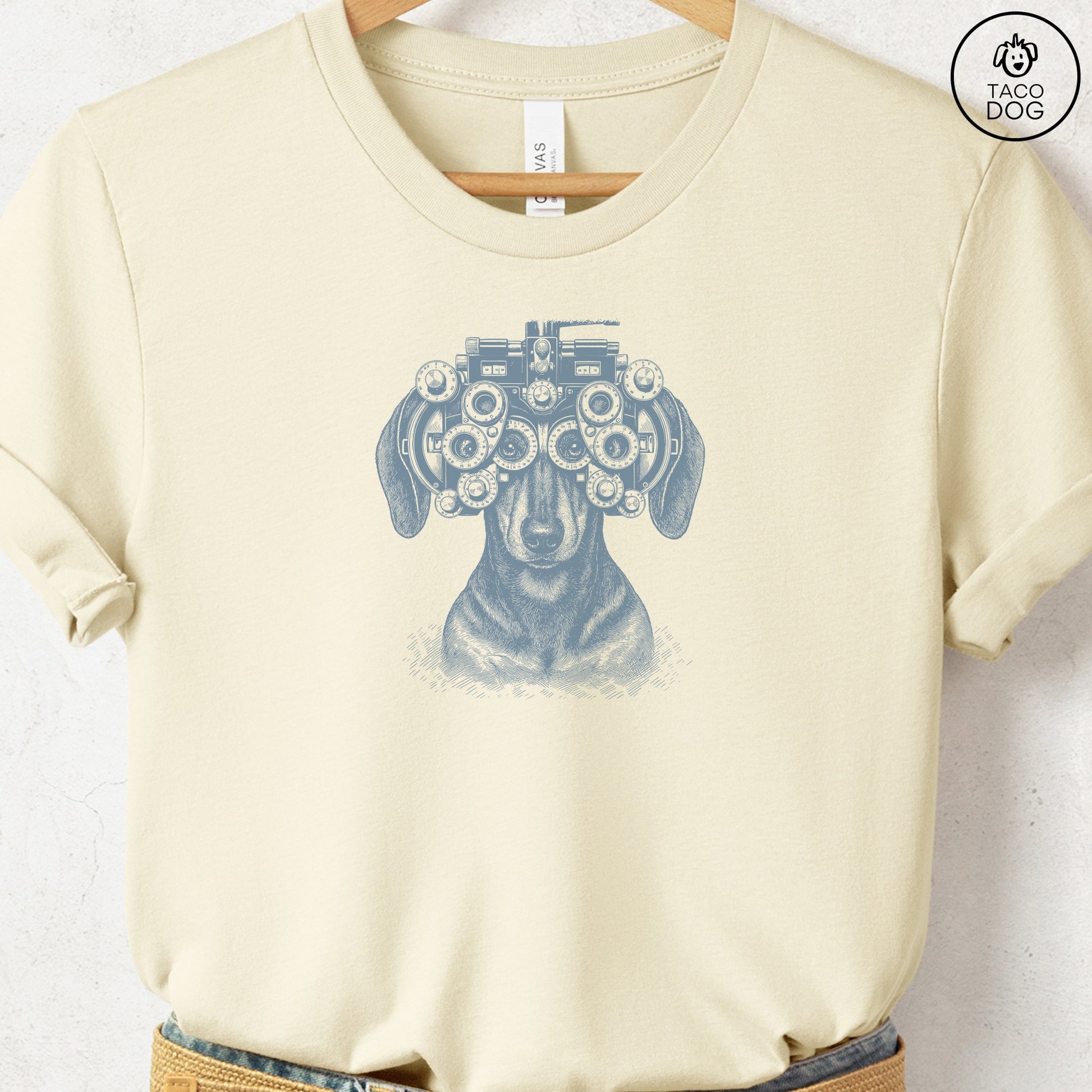 Dachshund Optometrist T-Shirt Natural Taco-Dog