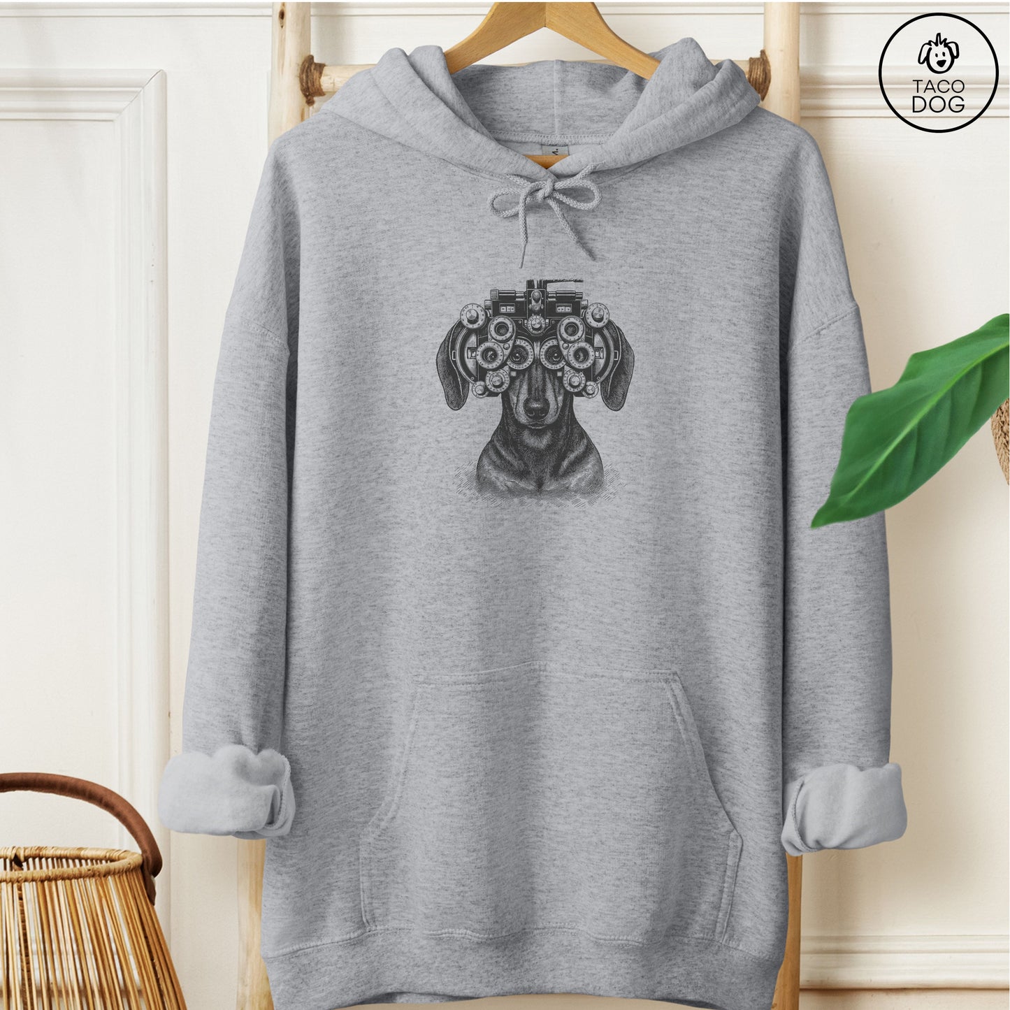 Dachshund Optometrist Hoodie Graphite Heather Taco-Dog