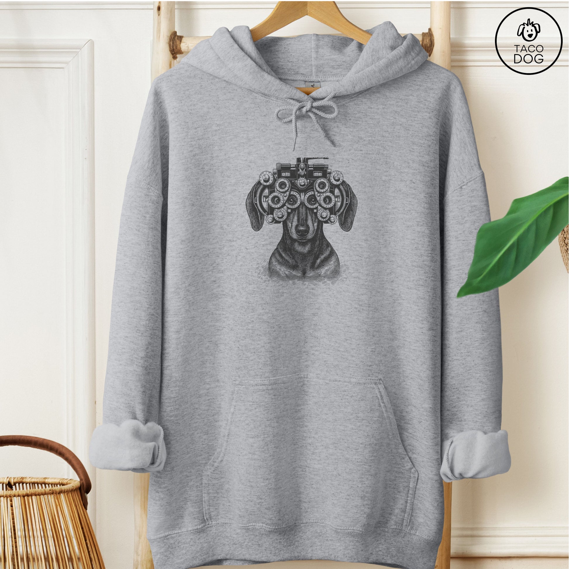 Dachshund Optometrist Hoodie Graphite Heather Taco-Dog