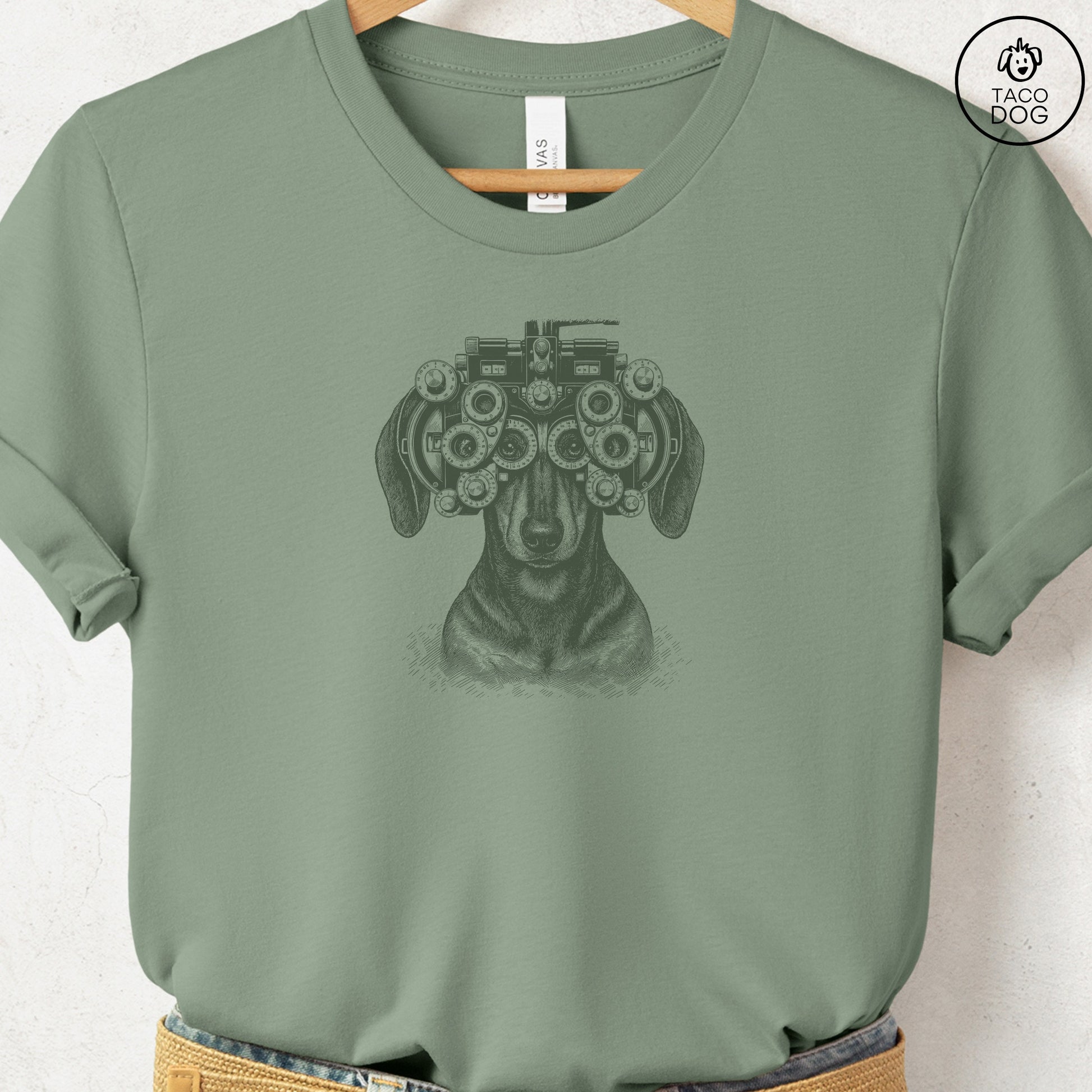 Dachshund Optometrist T-Shirt Sage Taco-Dog