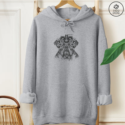 English Bulldog Optometrist Hoodie Graphite Heather Taco-Dog