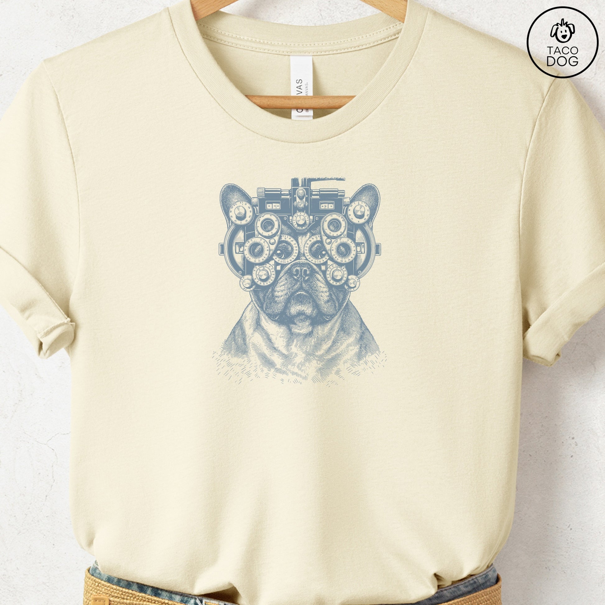 French Bulldog Frenchie Optometrist T-Shirt Natural Taco-Dog
