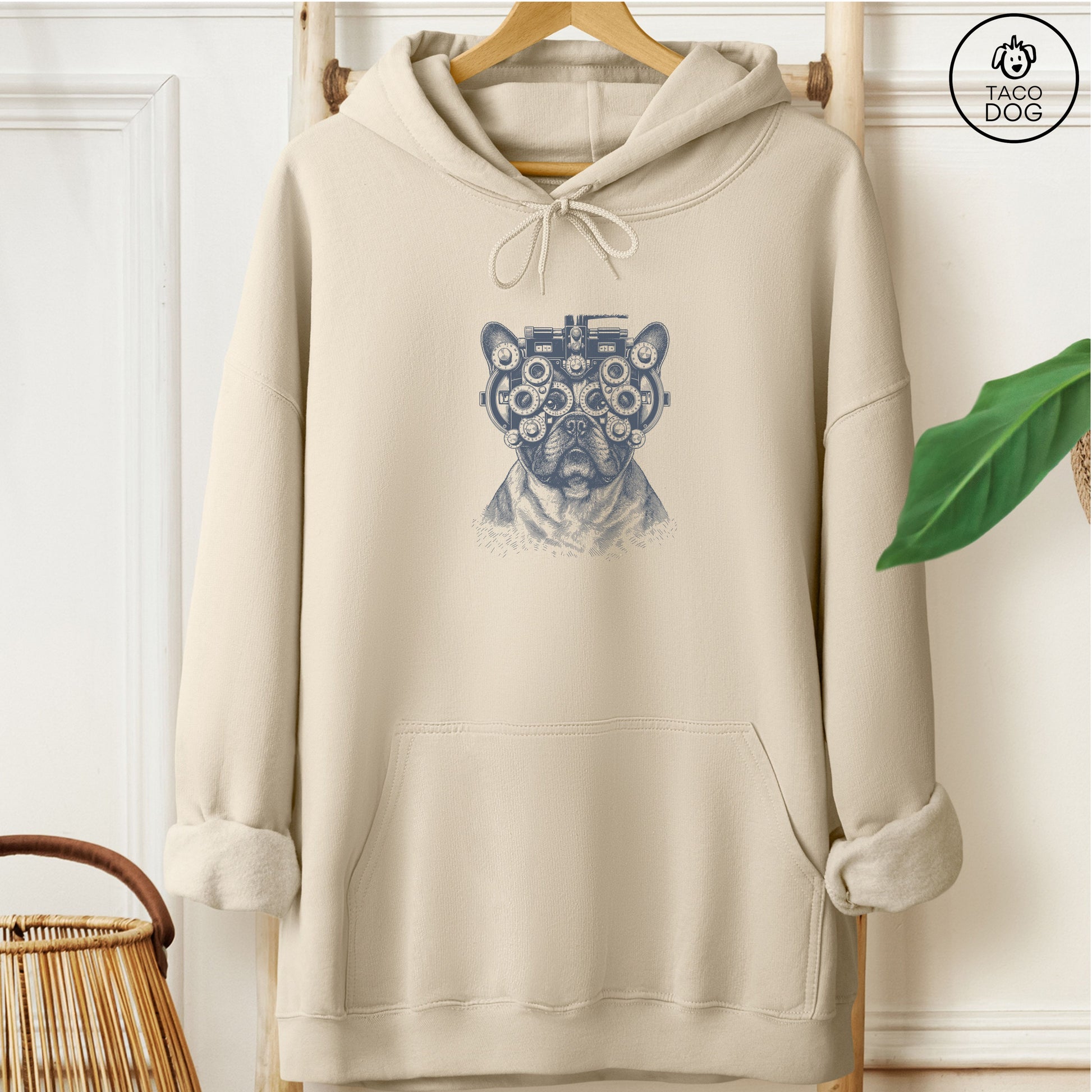 French Bulldog Frenchie Optometrist Hoodie Sand Taco-Dog
