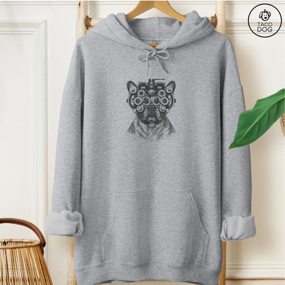 French Bulldog Frenchie Optometrist Hoodie Graphite Heather Taco-Dog