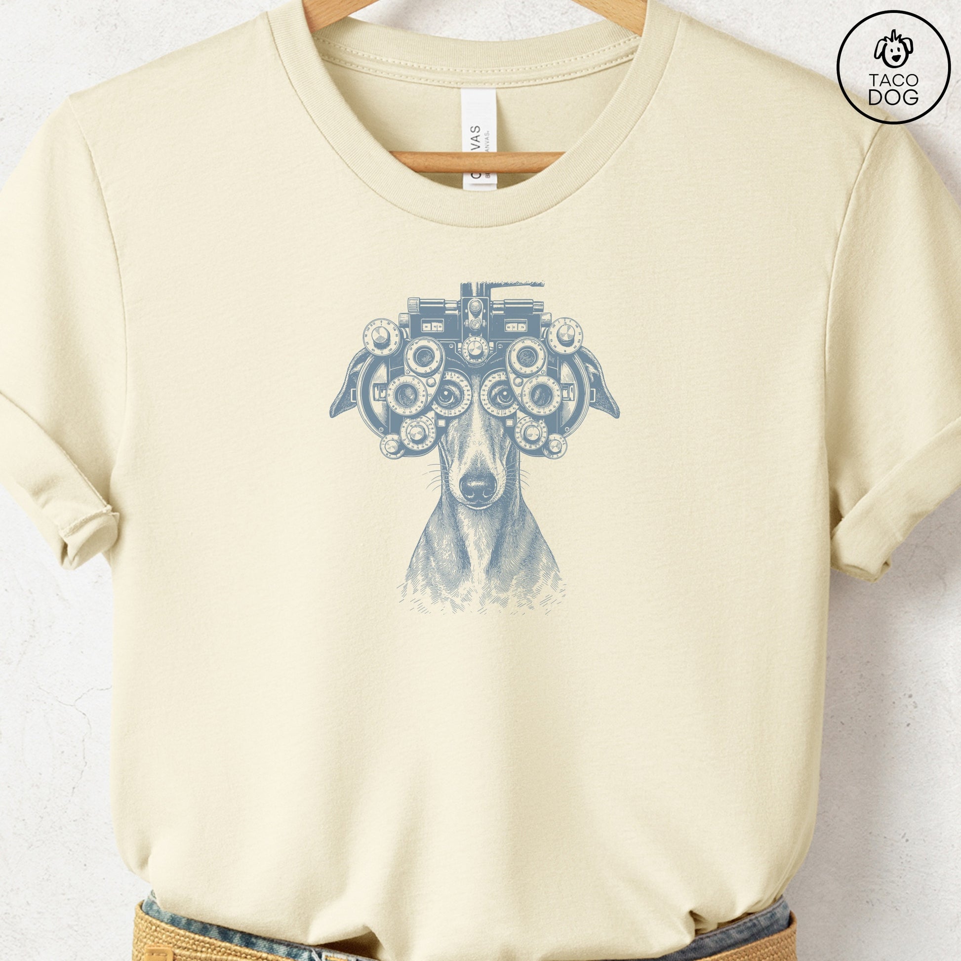 Italian Greyhound Whippet Optometrist T-Shirt Natural Taco-Dog