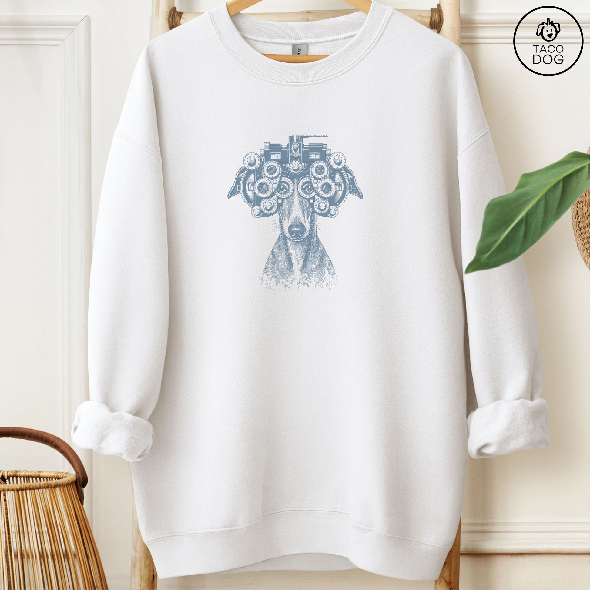 Italian Greyhound Whippet Optometrist Sweatshirt White Taco-Dog