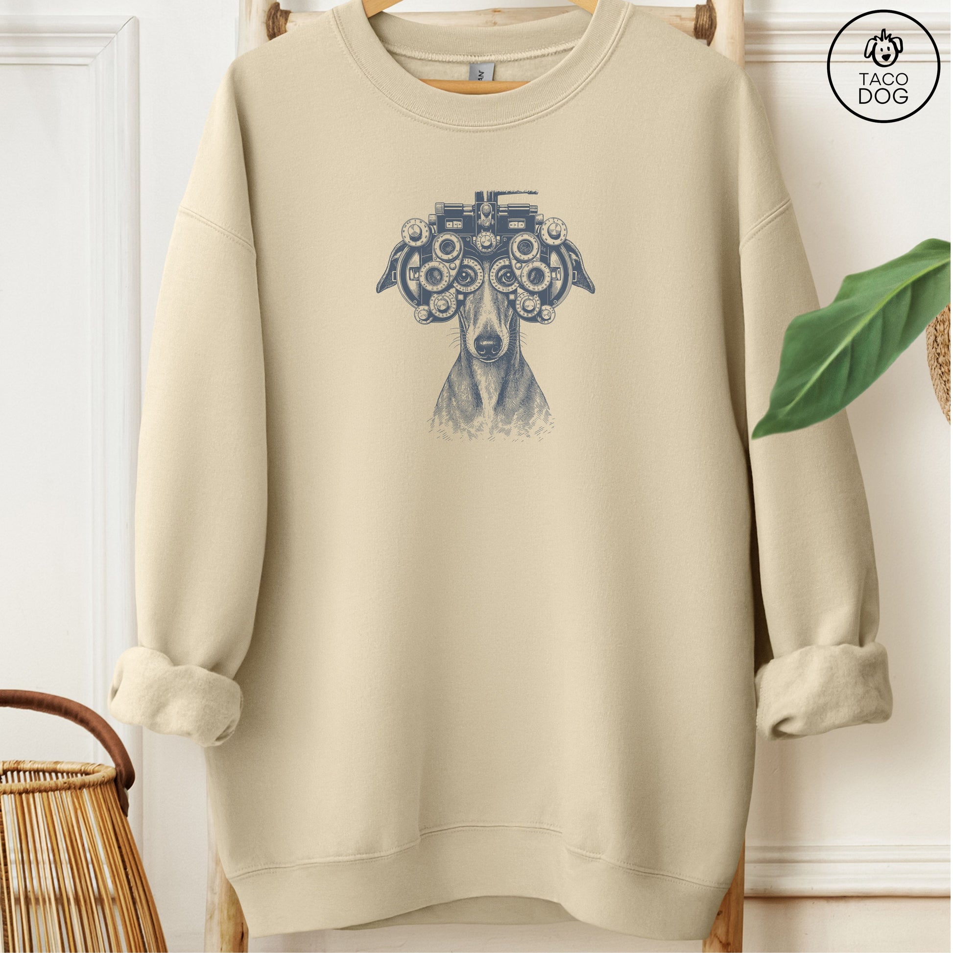 Italian Greyhound Whippet Optometrist Sweatshirt Sand Taco-Dog