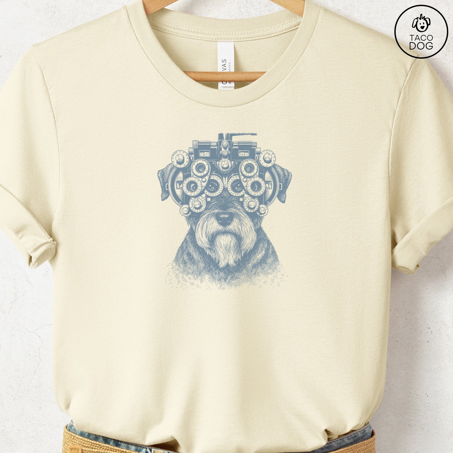 Schnauzer Optometrist T-Shirt Natural Taco-Dog