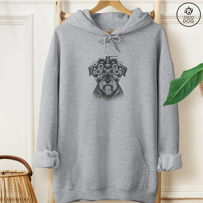 Schnauzer Optometrist Hoodie Graphite Heather Taco-Dog