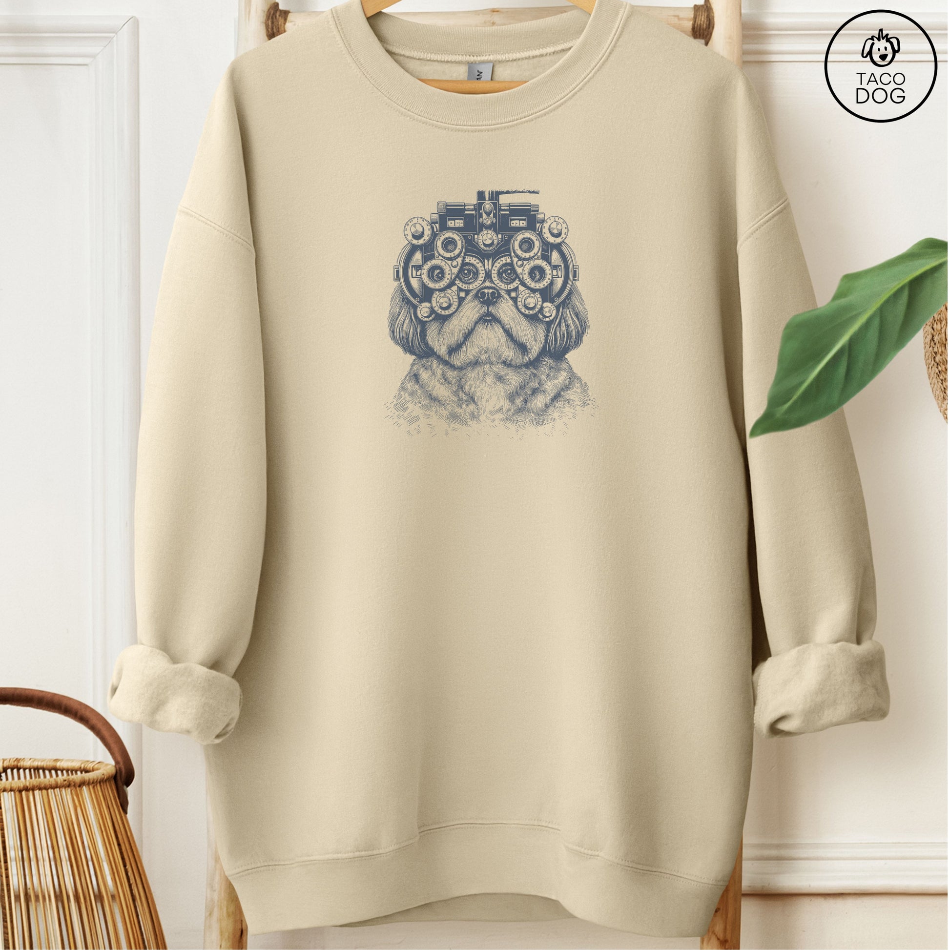 Shih Tzu Optometrist Sweatshirt Sand Taco-Dog