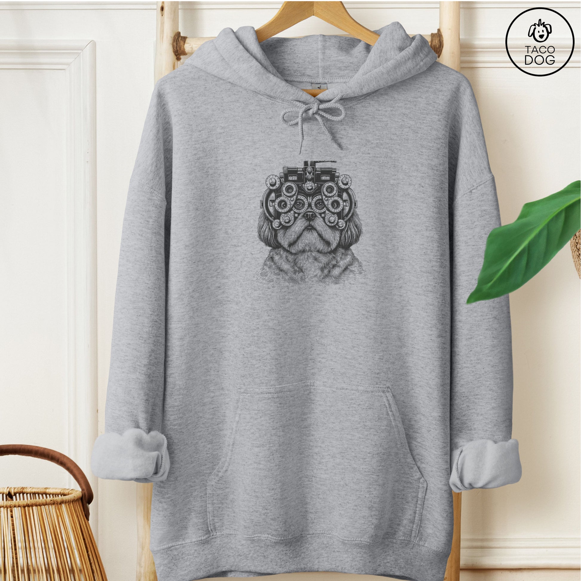 Shih Tzu Optometrist Hoodie Graphite Heather Taco-Dog