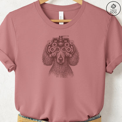 Poodle Optometrist T-Shirt Heather Mauve Taco-Dog