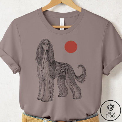 Afghan Hound Ornamental T-Shirt Pebble Brown Taco-Dog