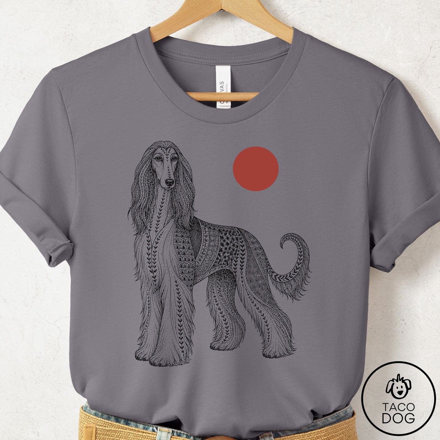 Afghan Hound Ornamental T-Shirt Storm Taco-Dog