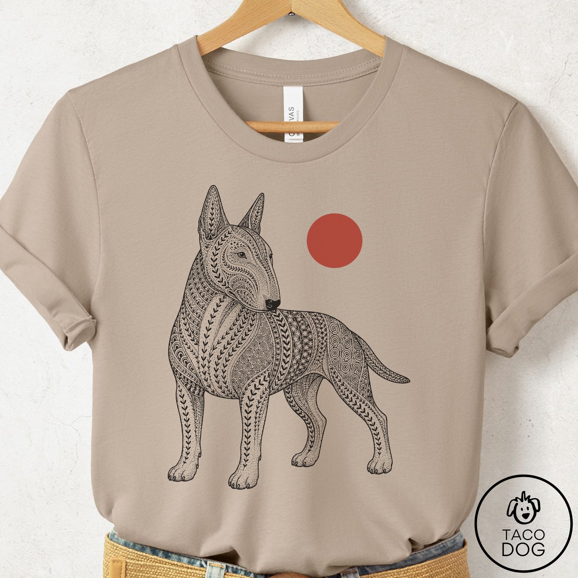Bull Terrier Ornamental T-Shirt Tan Taco-Dog