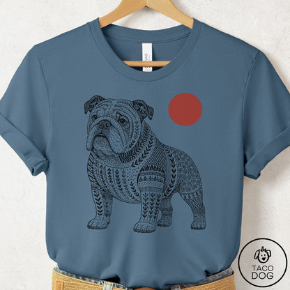 English Bulldog Ornamental T-Shirt Steel Blue Taco-Dog
