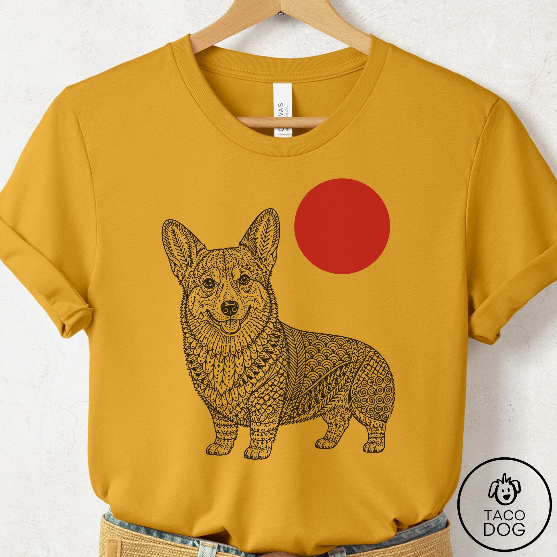 Corgi Ornamental T-Shirt Mustard Taco-Dog